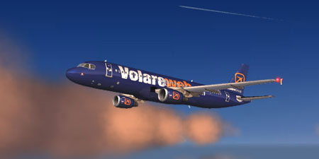 Immagine di un aereo della flotta della ex compagnia aerea Volare web
