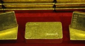Gold bars are seen at the Czech Central